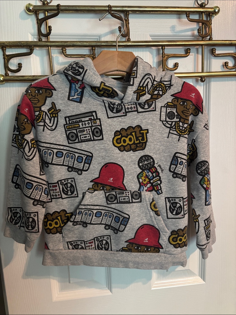 GAP Kids Gray Hoodie with LL Cool J 90s Rap Graphic Print